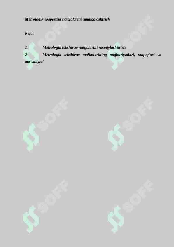 Metrologik ekspertiza narijalarini amalga oshirish
