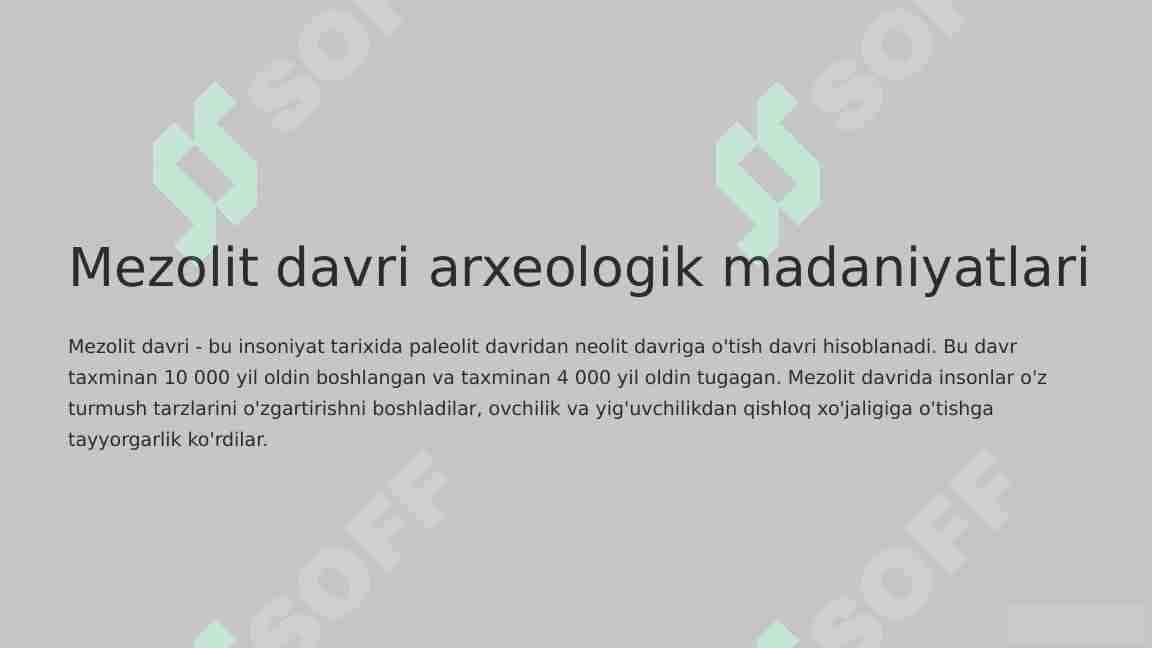 Mezolit davri arxeologik madaniyatlari