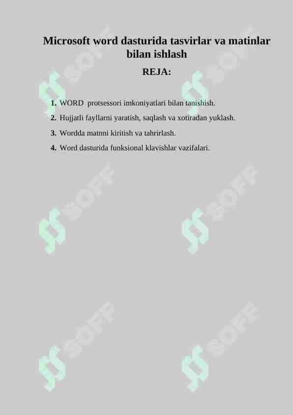 Microsoft word dasturida tasvirlar va matnlar bilan ishlash