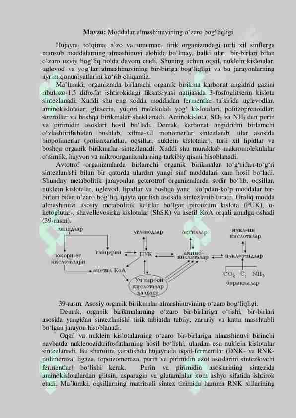 Moddalar almashinuvining o'zaro bog'liqligi