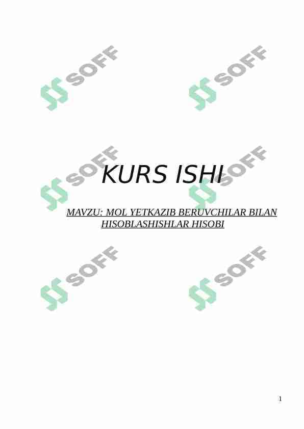 Mol yetkazib beruvchilar bilan hisoblashishlar hisobi.