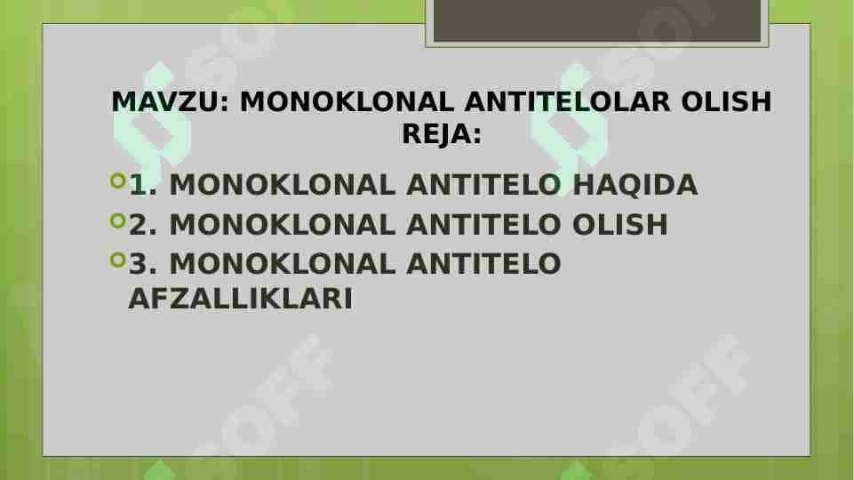 MONOKLONAL ANTITELOLAR OLISH