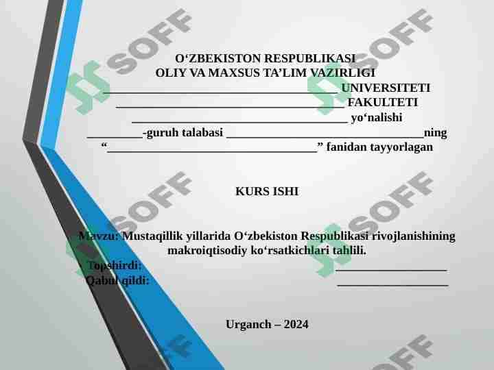 Mustaqillik yillarida O‘zbekiston Respublikasi rivojlanishining makroiqtisodiy ko‘rsatkichlari tahlili