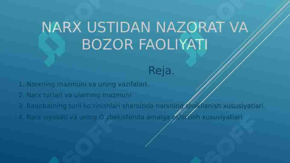 Narx ustidan nazorat va bozor faoliyati