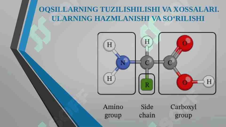 OQSILLARNING TUZILISHILISHI VA XOSSALARI. ULARNING HAZMLANISHI VA SO‘RILISHI