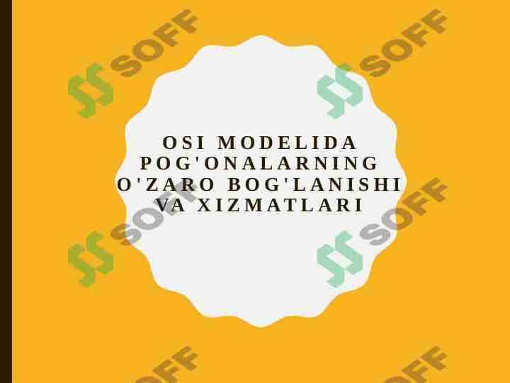 OSI modelida pog'onalarning o'zaro bog'lanishi va xizmatlari