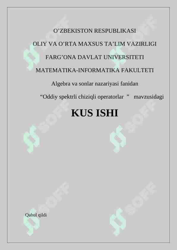 Oddiy spektrli chiziqli operatorlar