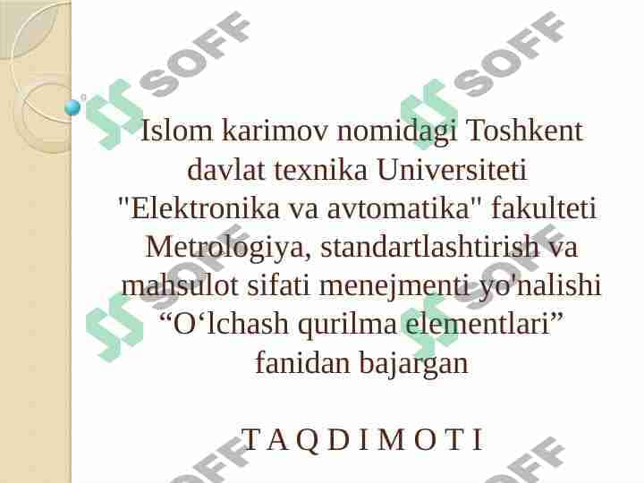 O’lchov qurilmalari elementlarining dinamik harakteristikalarini korreksiyalash