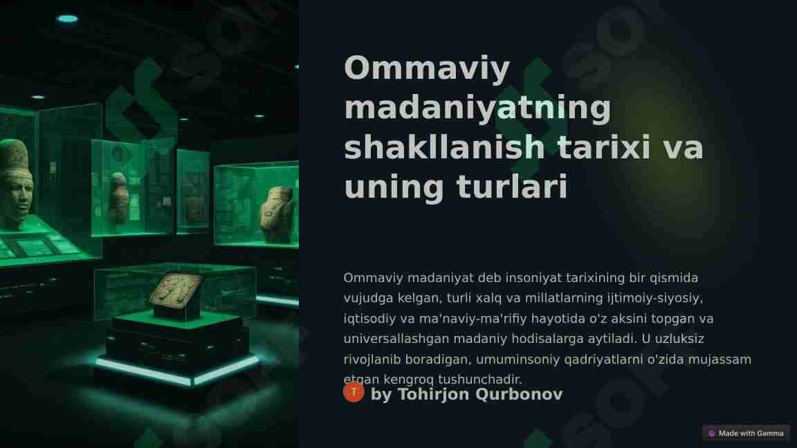 Ommaviy madaniyatning shakllanish tarixi va uning turlari aksil