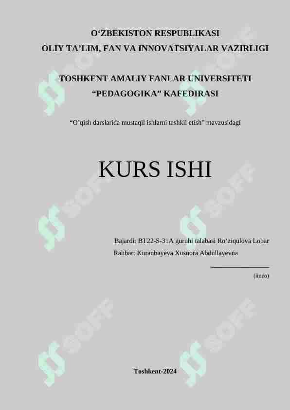 O’qish darslarida mustaqil ishlarni tashkil etish
