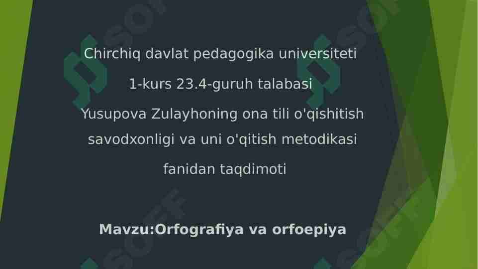 Orfografiya va orfoepiya