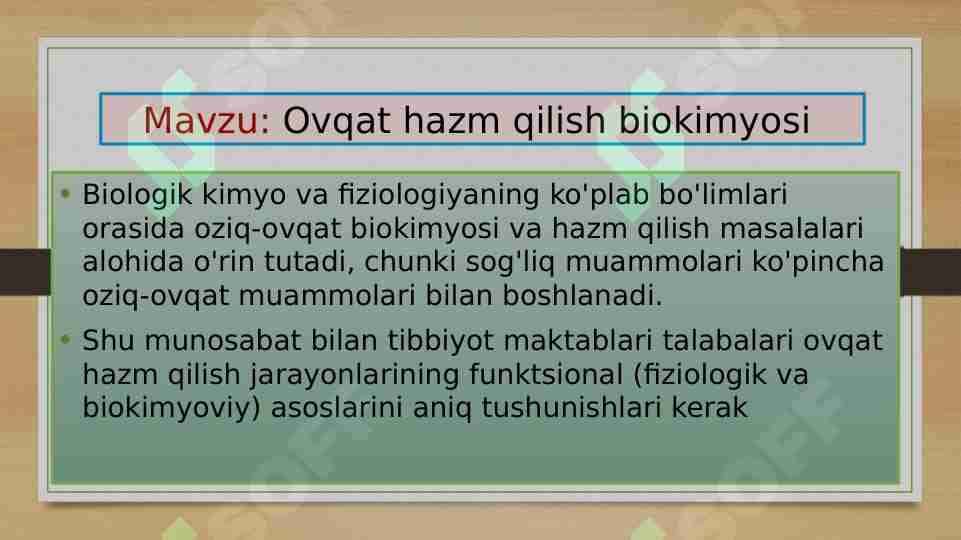 Ovqat hazm qilish biokimyosi