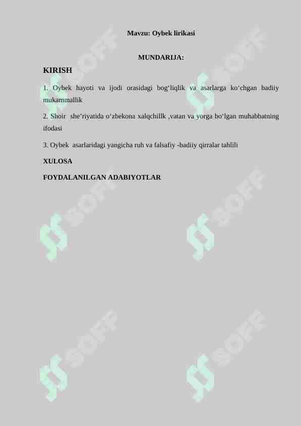 Oybek lirikasi