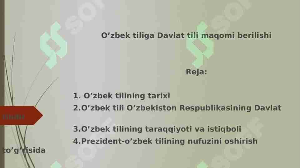 O’zbek tiliga Davlat tili maqomi berilishi