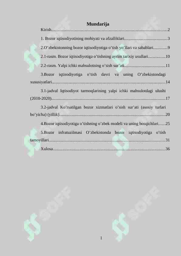 O’zbekistoda bozor iqtisodiyotiga o’tishning bosqichlari