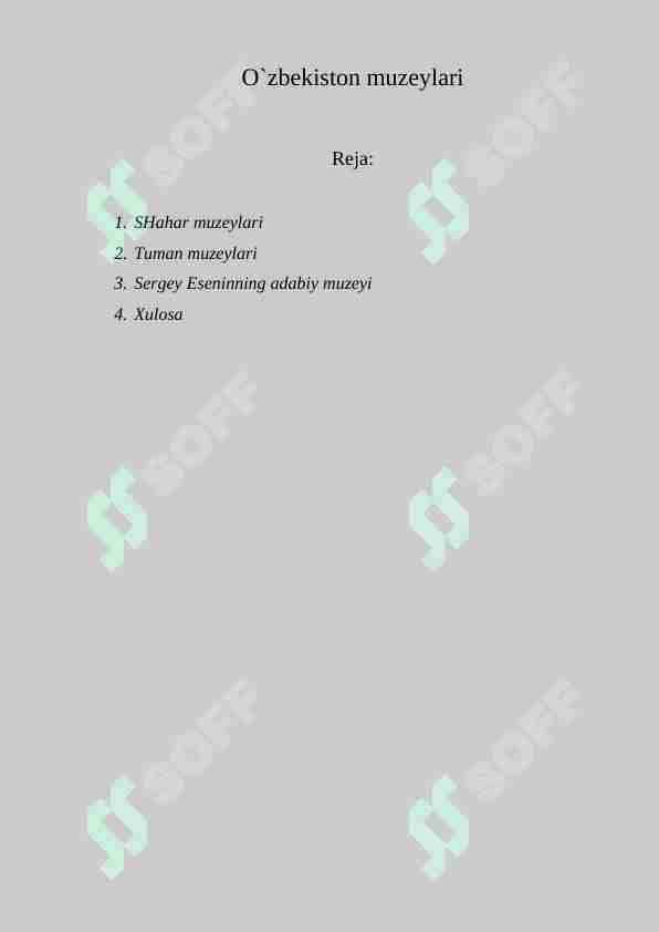 O`zbekiston muzeylari