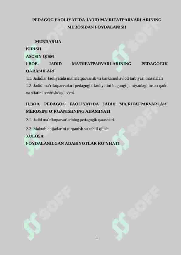 PEDAGOG FAOLIYATIDA JADID MA'RIFATPARVARLARINING MEROSIDAN FOYDALANISH