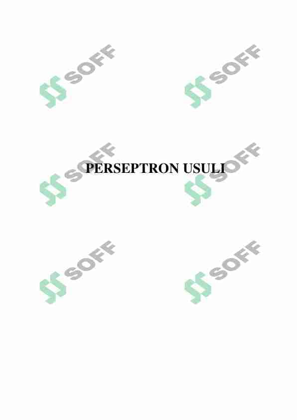 PERSEPTRON USULI