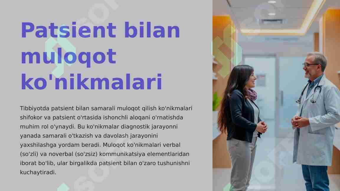 Patsient bilan muloqot ko'nikmalari. Patsient bilan noverbal, verbal muloqot