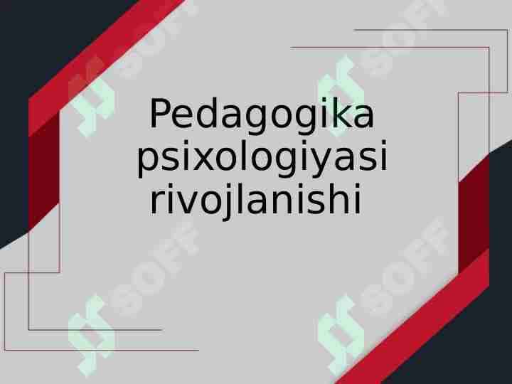 Pedagogika psixologiyasi rivojlanishi