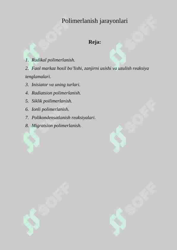Polimerlanish jarayonlari