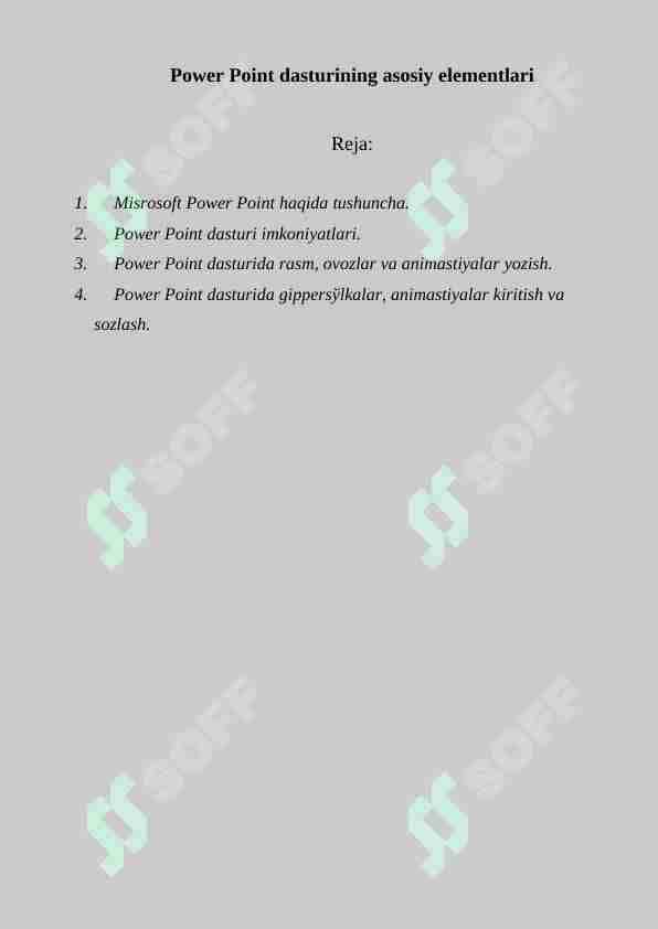 Power Point dasturining asosiy elementlari