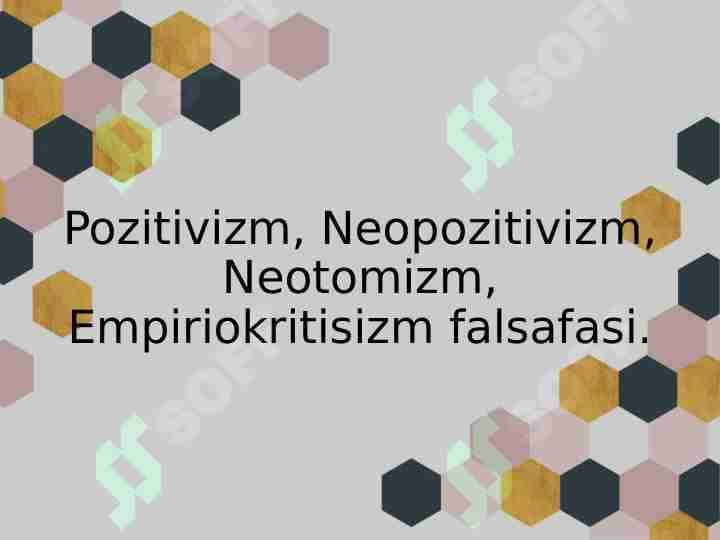 Pozitivizm, Neopozitivizm, Neotomizm, Empiriokritisizm falsafasi