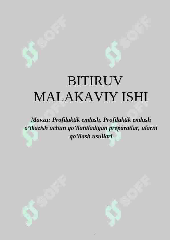 Profilaktik emlash. Profilaktik emlash o’tkazish uchun qo’llaniladigan preparatlar, ularni qo’llash usullari