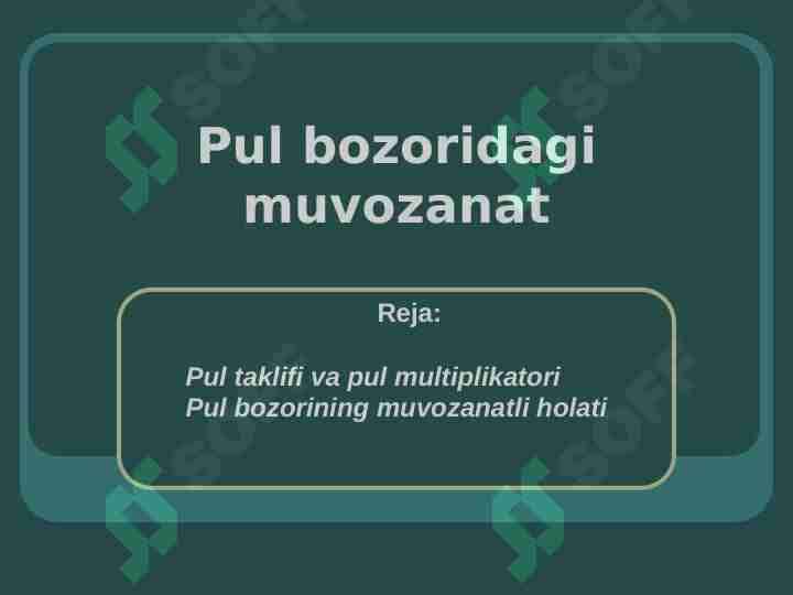 Pul bozoridagi muvozanat