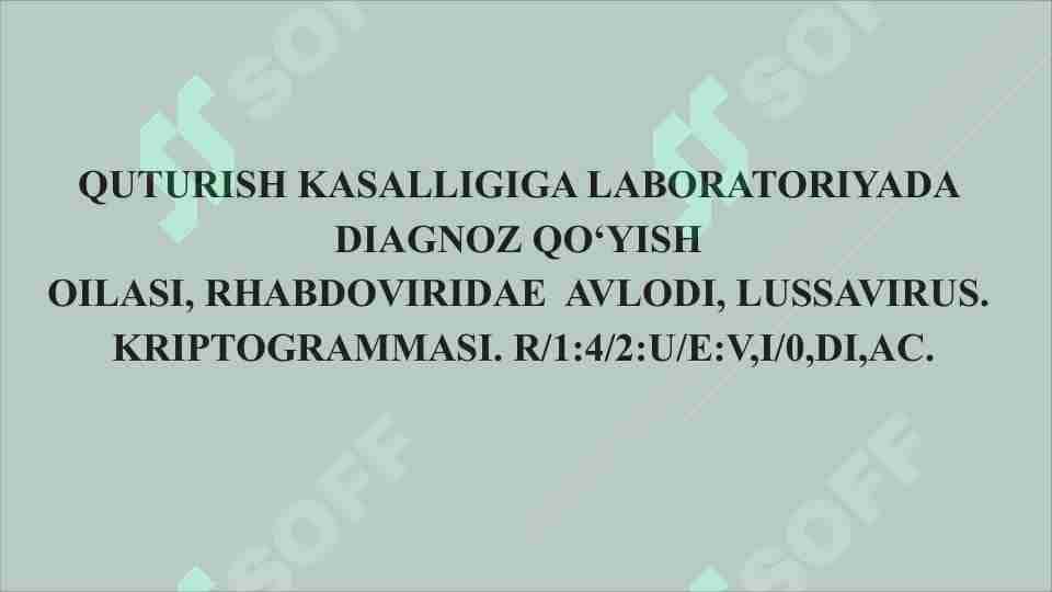 Quturish kasalligiga laboratoriyada diagnoz qo‘yish