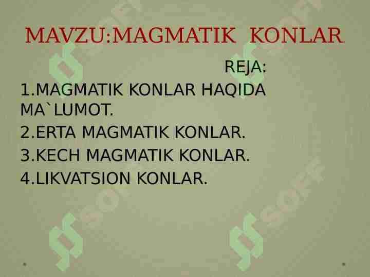 MAGMATIK KONLAR