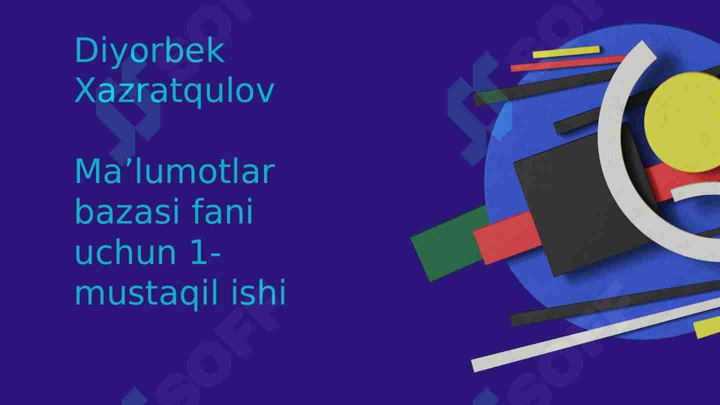 RELYATSION ALGEBRA VA RELYATSION XISOBLASH ELEMENTLARI