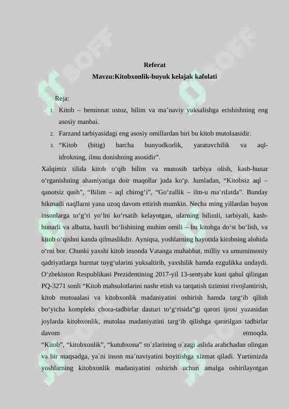 Kitobxonlik-buyuk kelajak kafolati