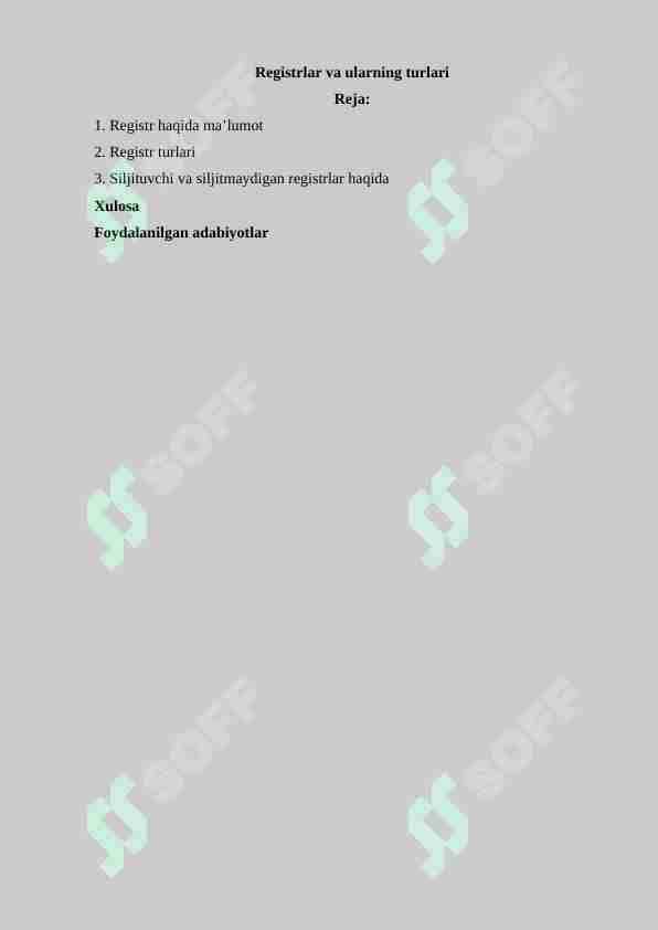 Registrlar va ularning turlari