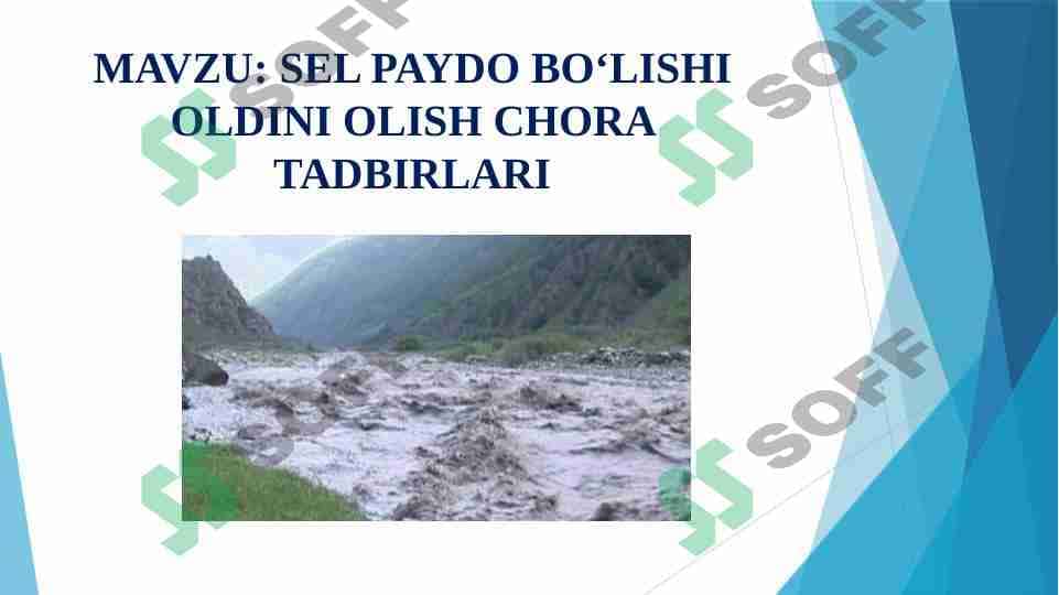 SEL PAYDO BOʻLISHI OLDINI OLISH CHORA TADBIRLARI
