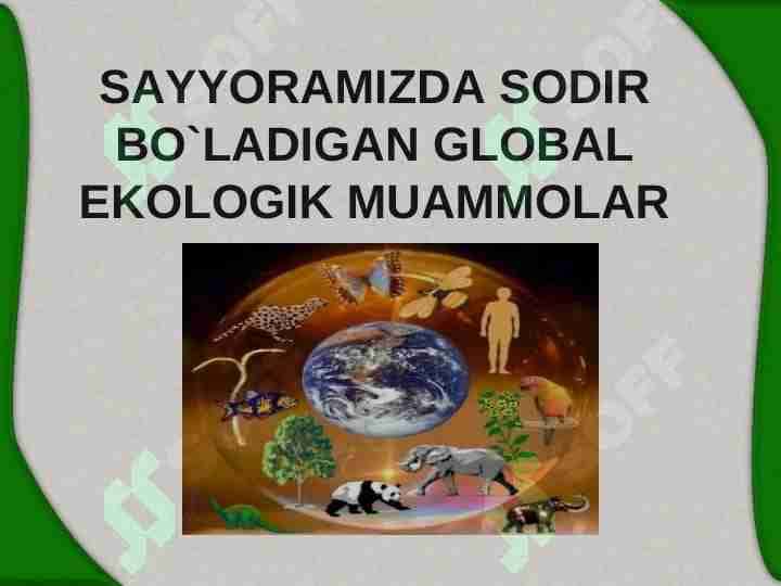 Sayyoramizda sodir bo'layotgan global ekologik muamolar