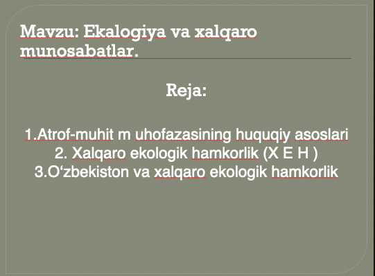 Ekologiya va xalqaro munosabatlar