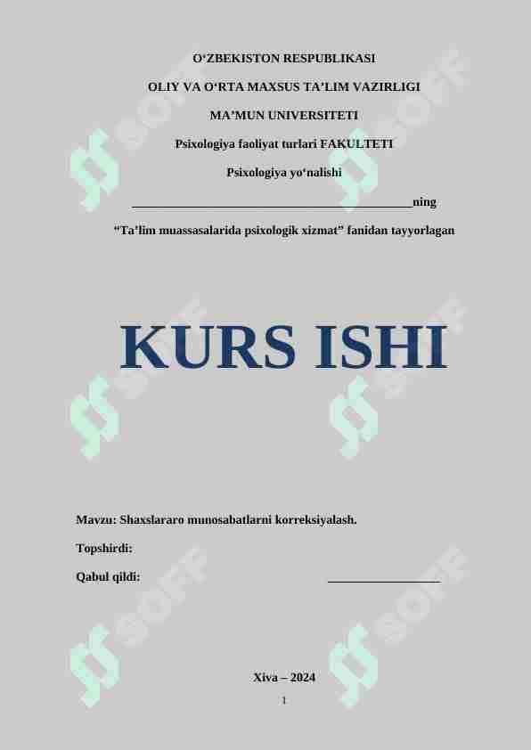 Shaxslararo munosabatlarni korreksiyalash
