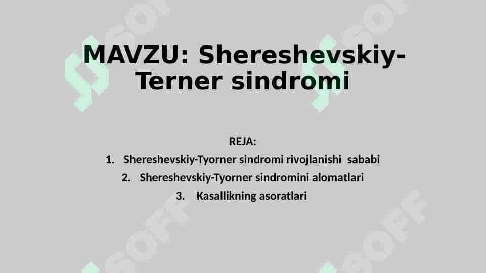 Shereshevskiy-Terner sindromi