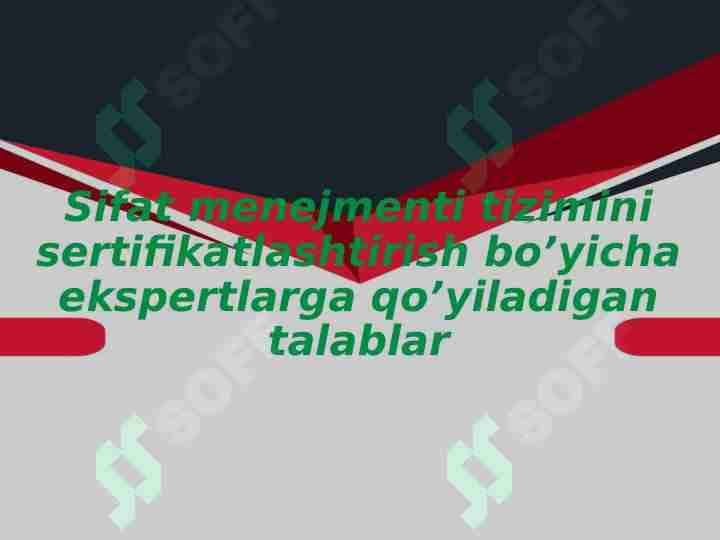 Sifat menejmenti tizimini sertifikatlashtirish bo’yicha