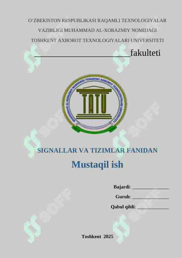 Signallarga raqamli ishlov berish tizimlari arxitekturasi
