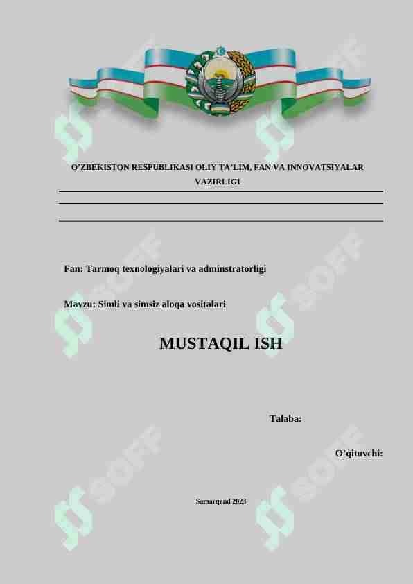 Simli va simsiz aloqa vositalari