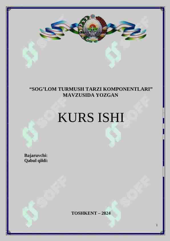 Sog’lom turmush tarzi kompanentlari