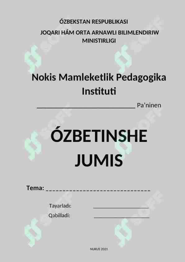 TÁRBIYA TÚRLERI HÁM OLARDIŃ SHAXS KÁMALINA TÁSIRI
