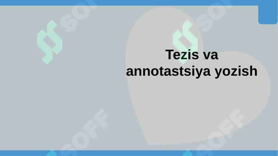 Tezis va maqola yozish