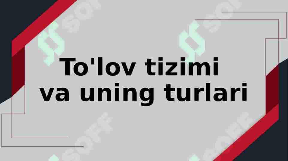 To'lov tizimi va uning turlari