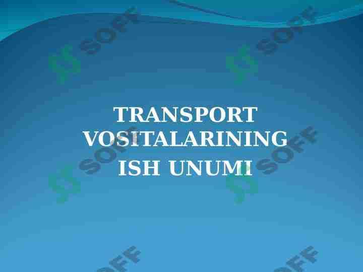 Transport vositasi ish unumi