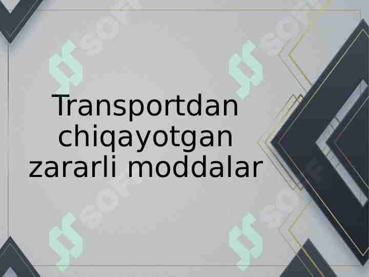 Transportdan chiqayotgan zararli moddalar