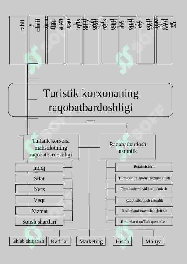 Turistik korxona raqobatbardoshlilik sxemasi