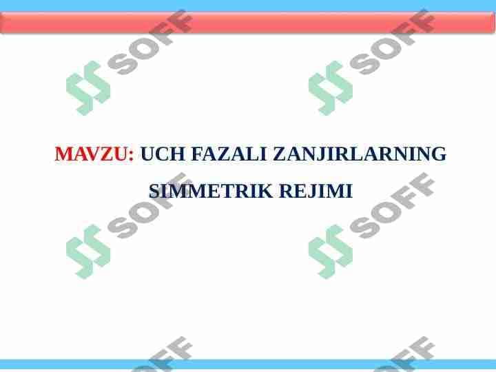 UCH FAZALI ZANJIRLARNING SIMMETRIK REJIMI